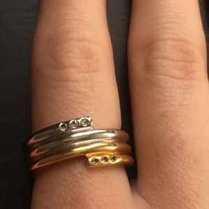 Elizabeth and James Two toned gold + silver topaz